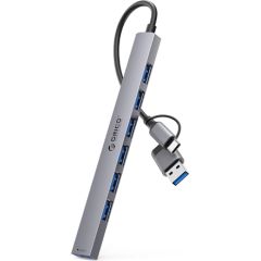 Orico YSA2-U3 USB-A|USB-C dokstacija 1x USB-A 3.0 + 6x USB-A 2.0 - pelēks Jaunumi - Datori