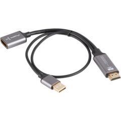 Lanberg HDMI (M) to Displayport (F) Adapter 4K on cable 20cm, Silver AD-HD-DP-02 HDMI vadi