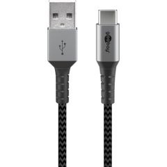 Goobay USB-C to USB-A Textile Cable with Metal Plugs 49296 USB-C to USB-A Data USB kabeļi