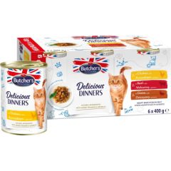BUTCHER'S Delicious Dinners Meaty selection in jelly - wet cat food - 6 x 400g Kaķu konservi