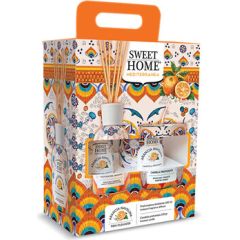 Sweet Home Collection Navelina Orange Set - Dárková sada aroma difuzéru se svíčkou Smaržas - NESAKĀRTOTS