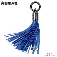 Remax RC-053i Dizaina Atsēgu piekariņš ar Apple Lightning Datu & Uzlādes Kabeli (MD818) Zils
