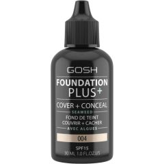 Gosh Foundation Plus+ Cover & Conceal Liquid Foundation 004 Natural SPF15 30ml Dekoratīvā kosmētika