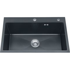 Nerūsējoša tērauda izlietne VENTO 60X50X22,iegriežama, grafīta krāsa Jaunumi Sadz. tehnika