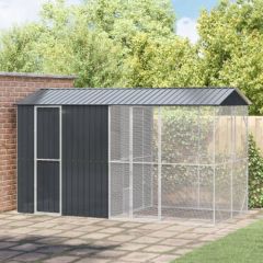 Klatka dla ptaków vidaXL z rozszerzeniem antracytowa 210x442x247 cm stal Putniem 