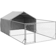 Vidaxl Zewnętrzna buda dla psa z wybiegiem 5x2x1,5 m Stal ocynkowana Guļvieta mājdzīvniekiem