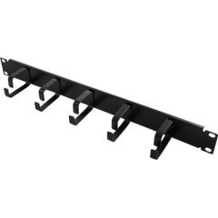 LOGILINK-19'' Cable Management Bar 1U with 5 fixed metal brackets, black