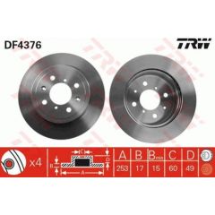 TRW Bremžu disks DF4376