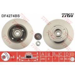 TRW Bremžu disks DF4274BS