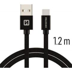 Swissten Textile Универсальный Quick Charge 3.1 USB-C USB Кабель данных 1.2м черный