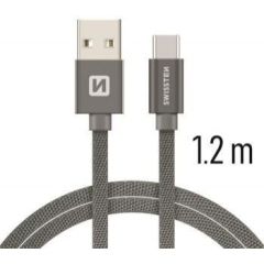 Swissten Textile Универсальный Quick Charge 3.1 USB-C USB Кабель данных 1.2м Серый