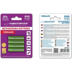 Esperanza EZA102G RECHARGEABLE BATTERIES Ni-MH AAA 1000MAH 4PCS. - ZIELONE Baterijas un akumulatori