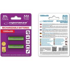 Esperanza EZA101G RECHARGEABLE BATTERIES Ni-MH AAA 1000MAH 2PCS. - GREEN Baterijas un akumulatori