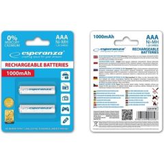 Esperanza EZA101W RECHARGEABLE BATTERIES Ni-MH AAA 1000MAH 2PCS. - WHITE Baterijas un akumulatori