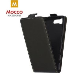 Mocco Kabura Rubber Case Vertikāli Atverams Premium Eco ādas Maks Telefonam Sony Xperia X Perfomance Melns