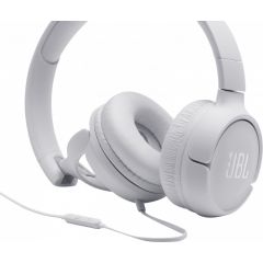 JBL T500 White on-ear austiņas ar mikrofonu, baltas