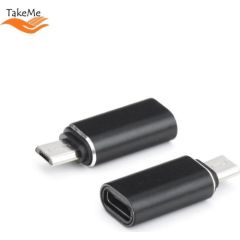 TakeMe Универсальный Micro USB коннектор папа на Type-C гнездо мама адаптер для кабеля Черный (OEM)