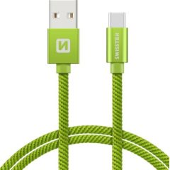 Swissten Textile Универсальный Quick Charge 3.1 USB-C USB Кабель данных 2м Зеленый