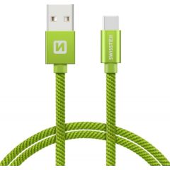 Swissten Textile Универсальный Quick Charge 3.1 USB-C USB Кабель данных 1.2м Зеленый