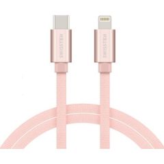 Swissten Textile USB-C To Lightning (MD818ZM/A) Кабель Для Зарядки и Переноса Данных Fast Charge / 3A / 1.2m Розовый