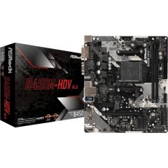ASRock B450M-HDV R4.0, AM4, DDR4 3200+, 4 SATA3, HDMI, DVI-D, D-Sub