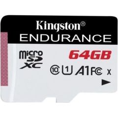 Kingston Endurance UHS-I U1 64 GB, micro SDXC, Flash memory class 10 Atmiņas kartes micro SD SDHC