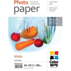 ColorWay Matte Photo Paper, 50 sheets, A4, 190 g/m² Foto ķīmija un papīrs 