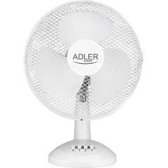 Adler AD 7303 Desk Fan, Number of speeds 3, 80 W, Oscillation, Diameter 30 cm, White Ventilatori