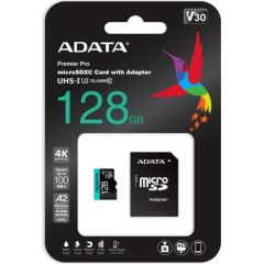 A-data ADATA 128GB Premier Pro MICROSDXC, R/W up to 100/80 MB/s, with Adapter