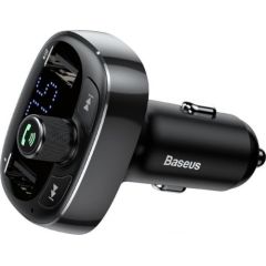 Baseus T-Typed Автомобильный FM Трансмиттер 3.4A / USB Flash / SD / Bluetooth 4.2 Черный