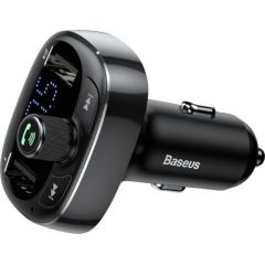 Baseus T-Typed FM Auto Transmitter 3.4A / USB Flash / SD / Bluetooth 4.2 Melns