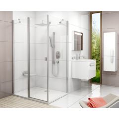 Ravak dušas stūris ar veramu durvi Chrome CRV2 90 balta + caurspīdīgs stikls
