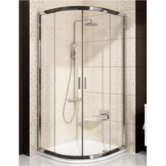 RAVAK BLCP4-80 dušas stūris ar bīdāmām durvīm 80x80cm, R500, pusaplis, balts+stikls Grape