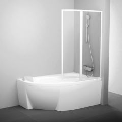 Ravak vannas siena VSK2 Rosa 150 L balta + caurspīdīgs stikls