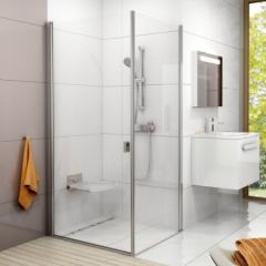RAVAK CPS-100 fiksētā dušas sieniņa, satīns + caurspīdīgs stikls