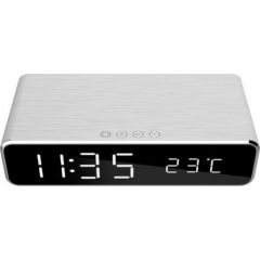Gembird DAC-WPC-01-S Digital alarm clock with wireless charging function, silver