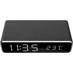 Gembird DAC-WPC-01 Digital alarm clock with wireless charging function, black Radio, Radio pulksteņi