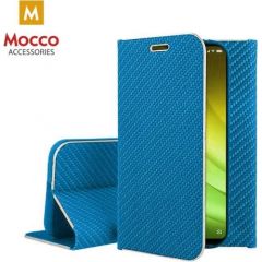 Mocco Carbon Leather Book Case Grāmatveida Maks Telefonam Apple iPhone X / XS Zils