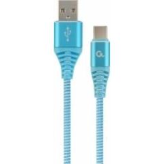 Gembird USB Male - USB Type C Male Premium cotton braided 2m Blue/White