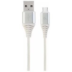 Gembird USB Male - USB Type C Male Premium cotton braided 1m Silver