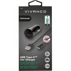Vivanco auto lādētājs USB-C 3A 1m, melns (38669)