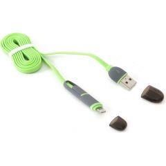 Platinet cable USB - microUSB/Lightning 1m, green (42872)