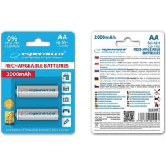 ESPERANZA EZA103W - RECHARGEABLE BATTERIES Ni-MH AA 2000MAH 2PCS - WHITE Baterijas un akumulatori