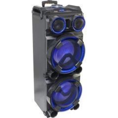 IBIZA STANDUP-DJ-MKII 2 x 12" RECHARGEABLE PORTABLE SPEAKER WITH LED EFFECT + VHF MIC, USB/SD/BLUETOOTH/AUX/FM, 300W STANDUP-DJ-MKII
