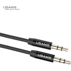 Usams YP-01 Премиум качества Аудио Кабель Aux гнезда 3.5mm папа на 3.5mm папа 1м Черный