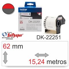 BROTHER DK22251 Papīra uzlīmju lente 62mm*15.24m Tintes printeru izejmateriāli