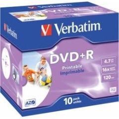 Matricas DVD+R AZO Verbatim 4.7GB 16x Printable ID Branded, 10 Pack Jewel