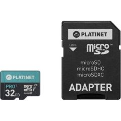PLATINET MICROSDHC 32GB CLASS 10/UHS 1 PRO + ADAPTER SD
