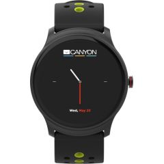 Canyon Smart watch, 1.3inches IPS full touch screen, Alloy+plastic body,IP68 waterproof, multi-sport mode with swimming mode, compatibility with iOS and android,Black-Green with extra belt, Host: 262x43.6x12.5mm, Strap: 240x22mm, 60g
