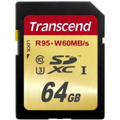 Transcend memory card SDXC 64GB Class10 UHS-I U3 (read/write: 95/60MB/s)